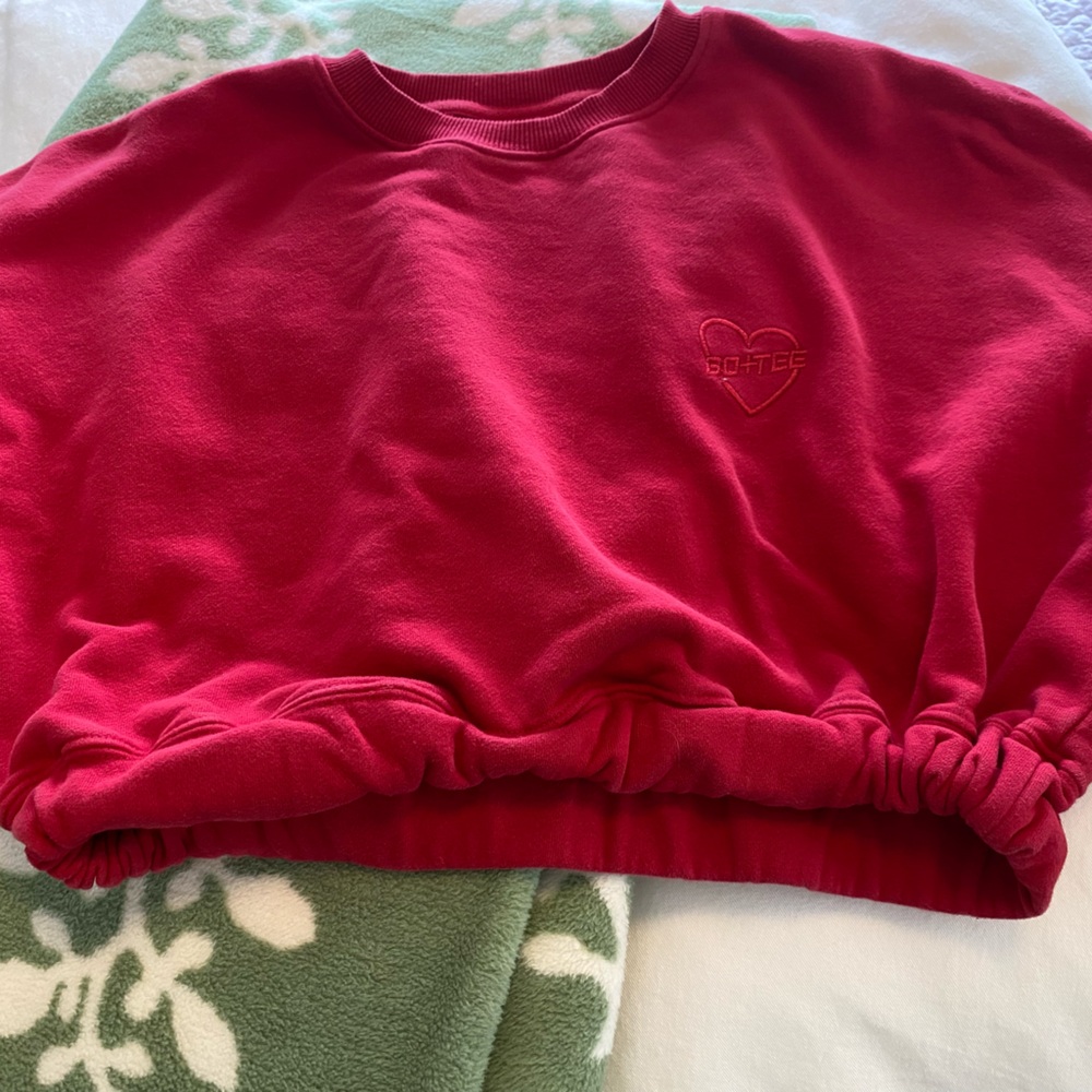 Bo+Tee Red Cropped Bubble Sweatshirt - Picture 3 of 6